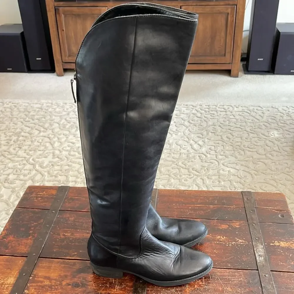 Arturo Chiang Black Leather Over The Knee Boots Size 7.5